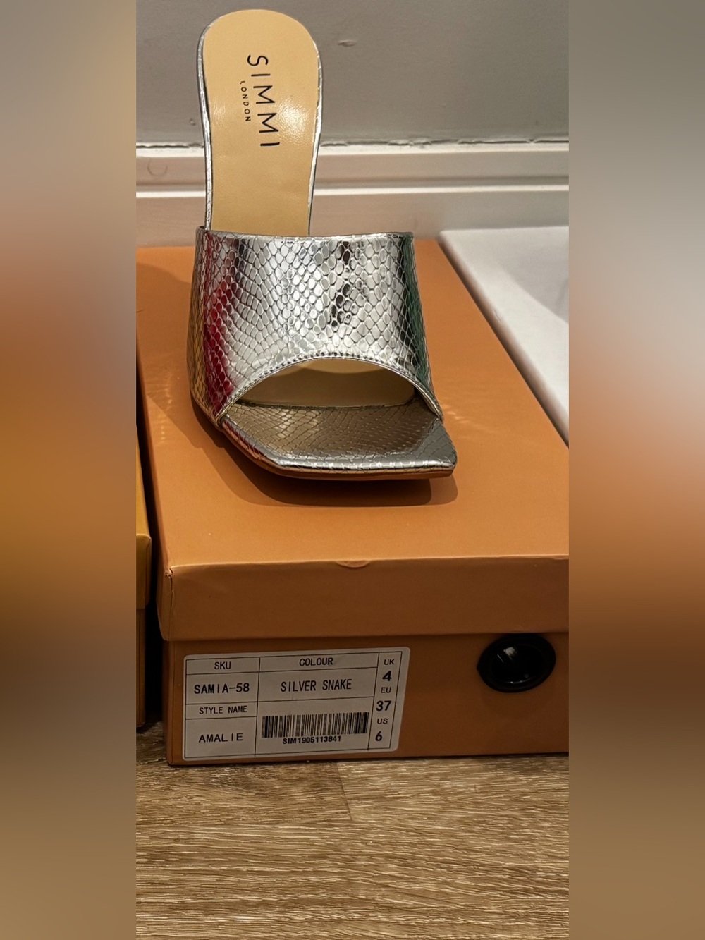 SIMMI London Amalie Silver Snake Mule